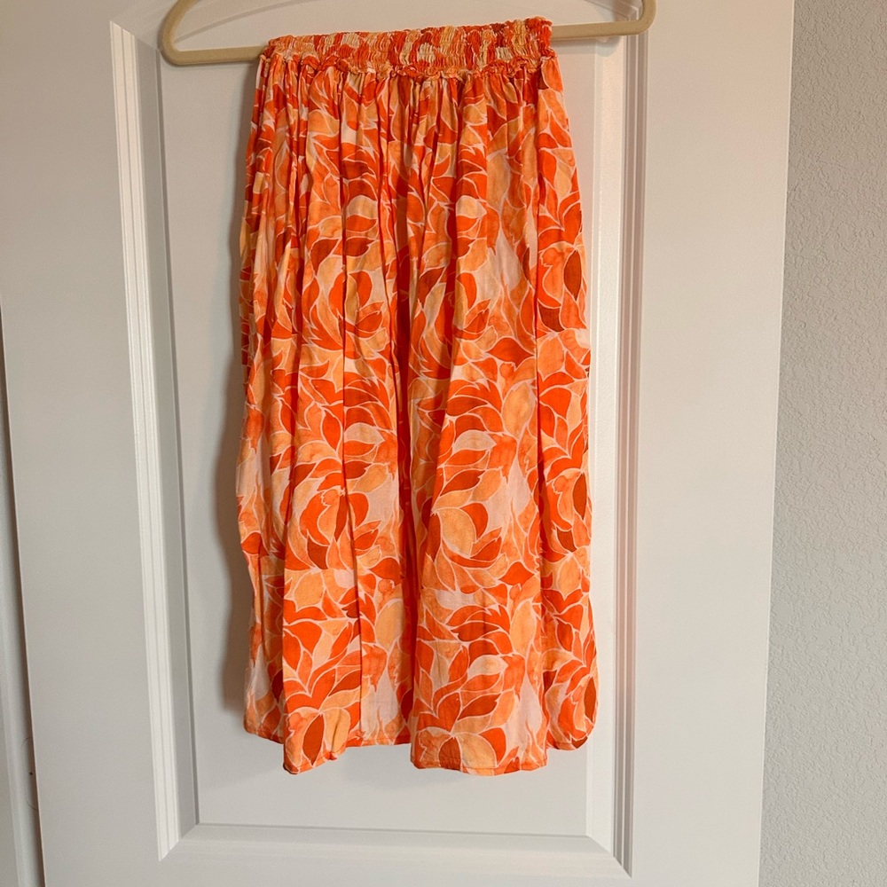Tiare Hawaii Women's Floral Orange Midi Skirt